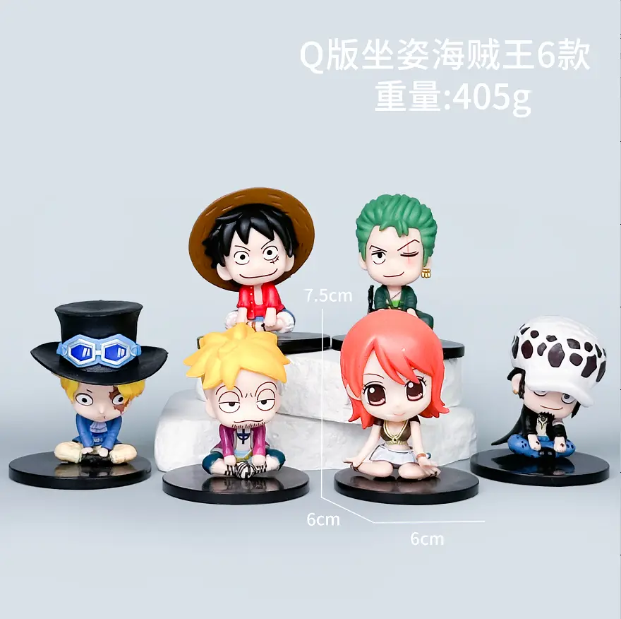 6 Q-Version Sitting Style One Piece Figures